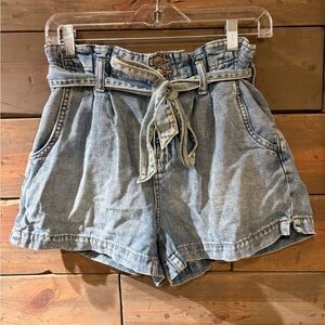 Denim Paperbag Waist Women Shorts